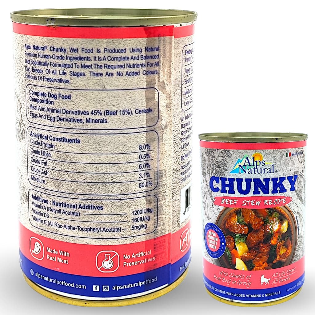 Alps Natural Chunky/Pate/Pureness Wet Dog Food Can for Puppy/Adult - CHUNKY Beef variant