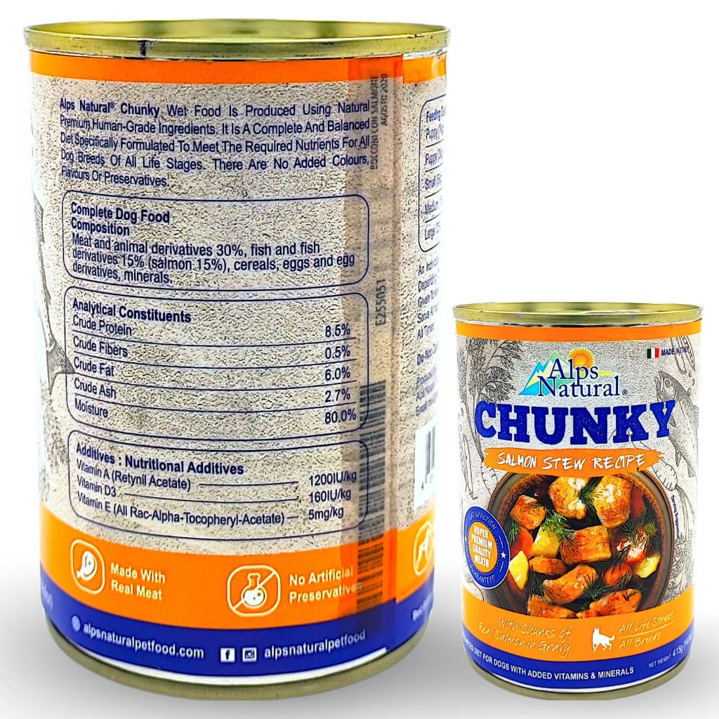 Alps Natural Chunky/Pate/Pureness Wet Dog Food Can for Puppy/Adult - CHUNKY SalmonStew variant
