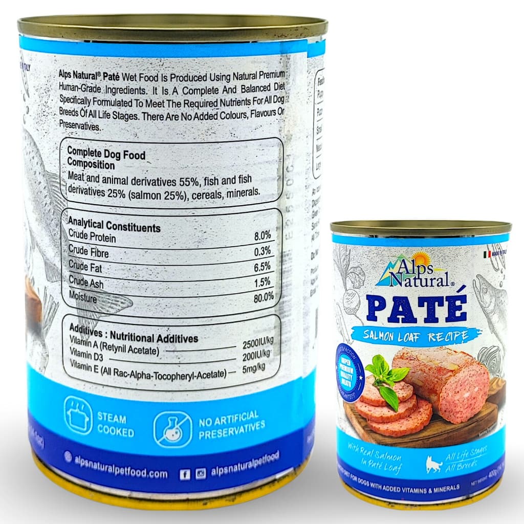 Alps Natural Chunky/Pate/Pureness Wet Dog Food Can for Puppy/Adult - PATE Salmon variant