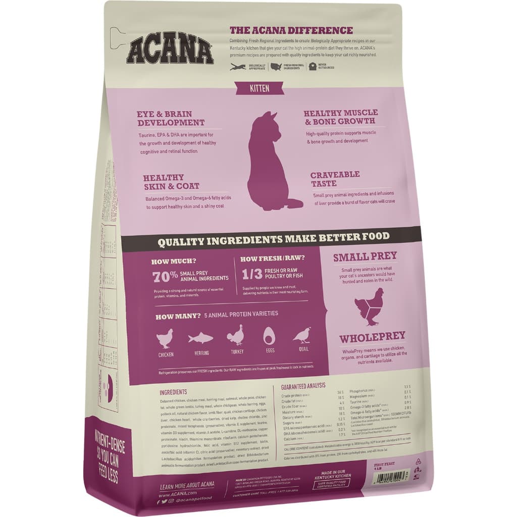 Acana Premium Dry Cat Food All Flavors 340g/2kg for Adult/Kitten All Natural Biologically-Approriate - FirstFeastKiten1.8kg variant