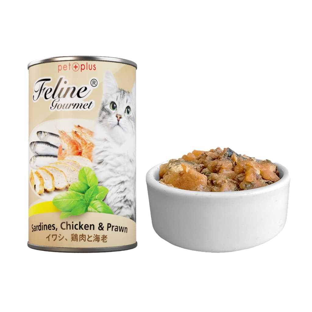 Feline Gourmet Wet Cat Food in 400g Can for Adult/Kitten Grain-Free - SardineChickenPrawn variant