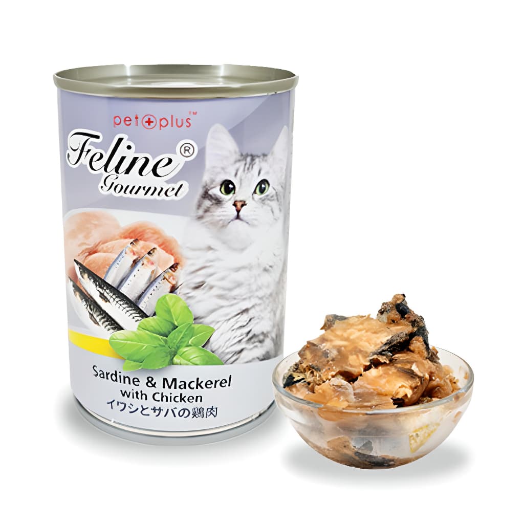 Feline Gourmet Wet Cat Food in 400g Can for Adult/Kitten Grain-Free - SardineMackerelChkn variant