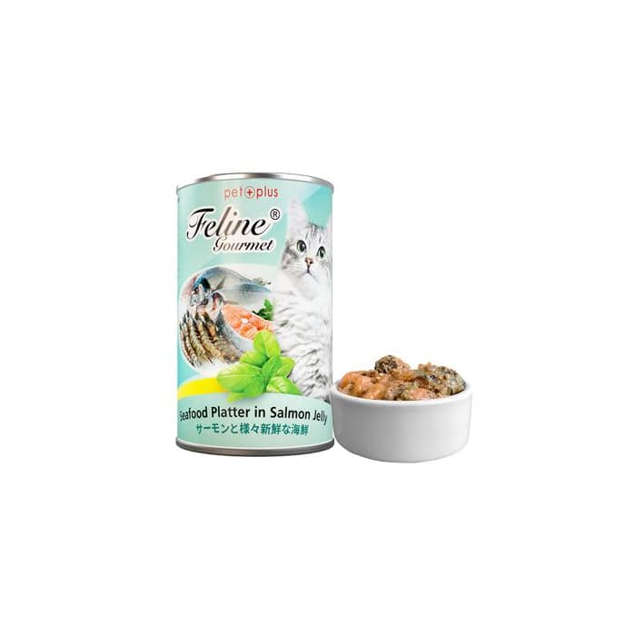 Feline Gourmet Wet Cat Food in 400g Can for Adult/Kitten Grain-Free - SeafoodPlatterJelly variant