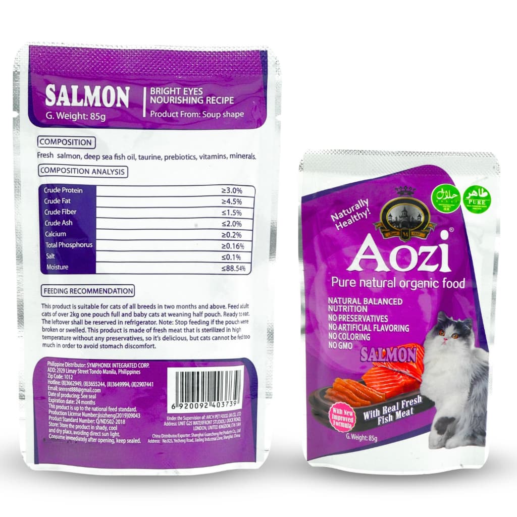 Aozi Organic Wet Cat Food in Pouch 85g for Adult/Kitten - Pouch Salmon variant