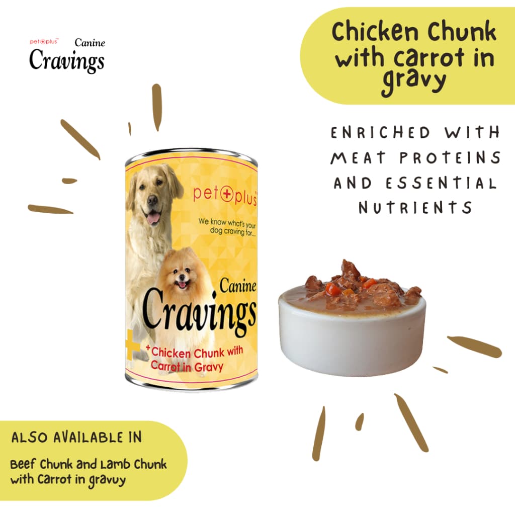 Canine Cravings Wet Dog Food for Adult/Puppy 400g Can - Gravy ChickenCarrot variant