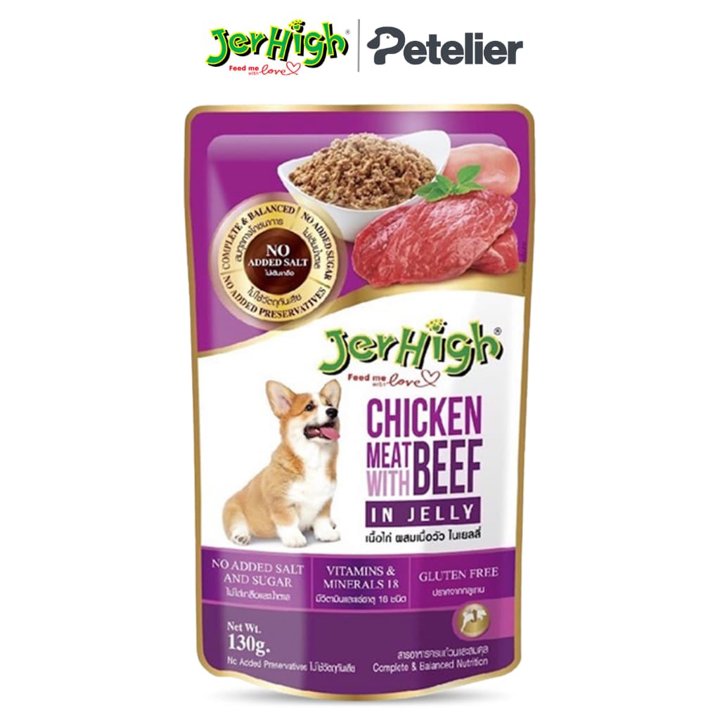 Jerhigh Chicken Meat in Jelly 130g Wet Dog Food - Chicken w/ Beef variant
