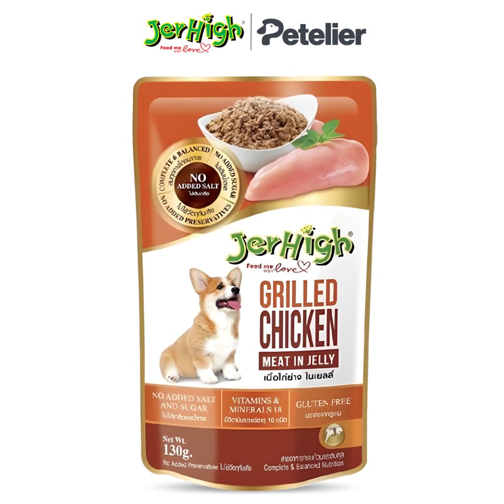 Jerhigh Chicken Meat in Jelly 130g Wet Dog Food - Grilled Chicken variant