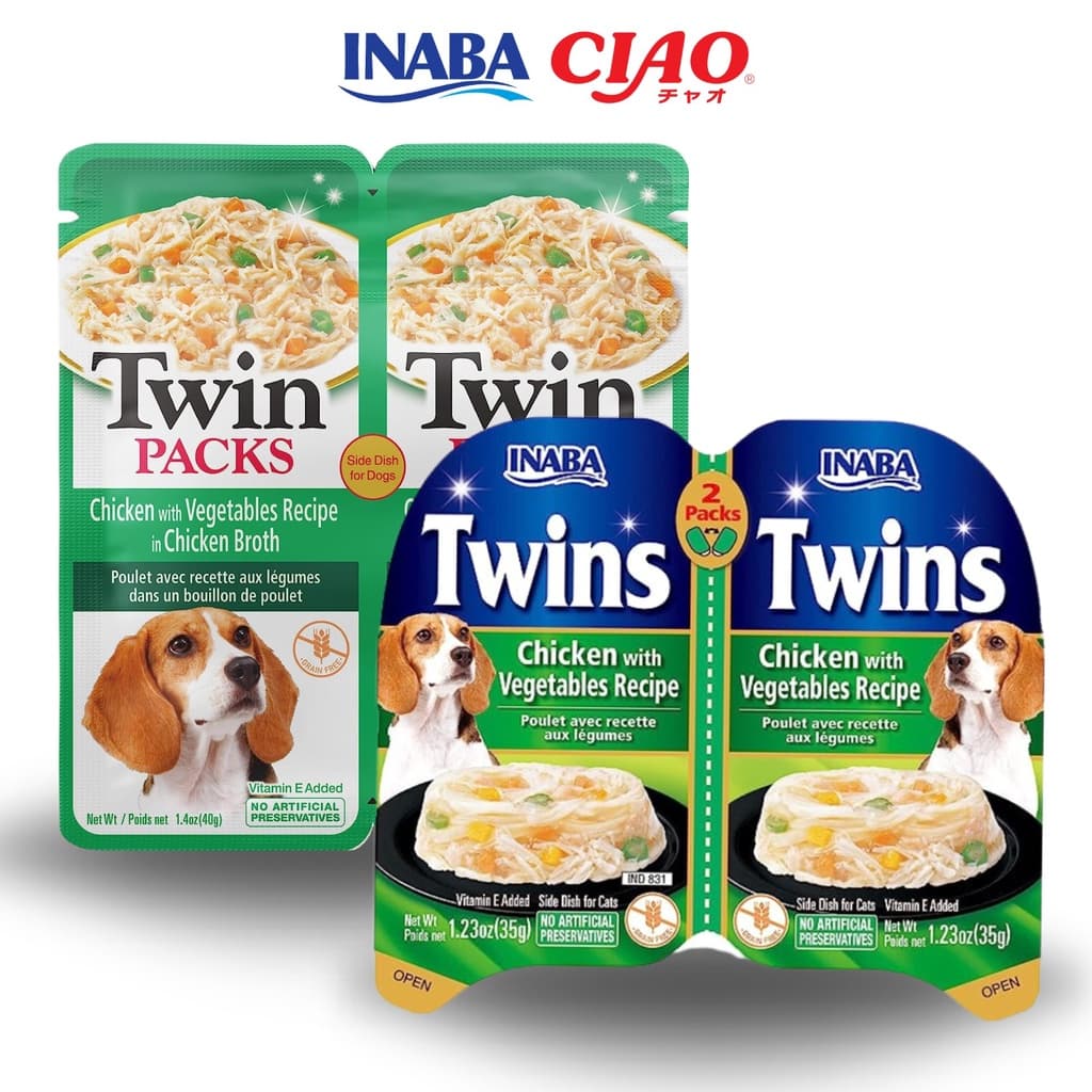 Inaba Twin Packs Chicken with Vegetables/Beef/Tuna/Salmon in Broth/Jelly Dog Food Treats - Jelly ChixVegTuna variant