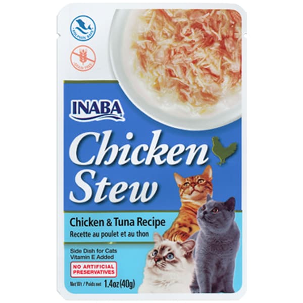 Inaba Cat Side Dish Chicken/Tuna Ciao Broth/Stew/Jelly Wet Treat/Topper w/ Vitamin E, Grain-Free - StewChixTuna U812 variant