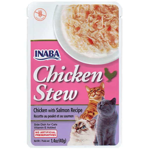 Inaba Cat Side Dish Chicken/Tuna Ciao Broth/Stew/Jelly Wet Treat/Topper w/ Vitamin E, Grain-Free - StewChixSalmon U813 variant