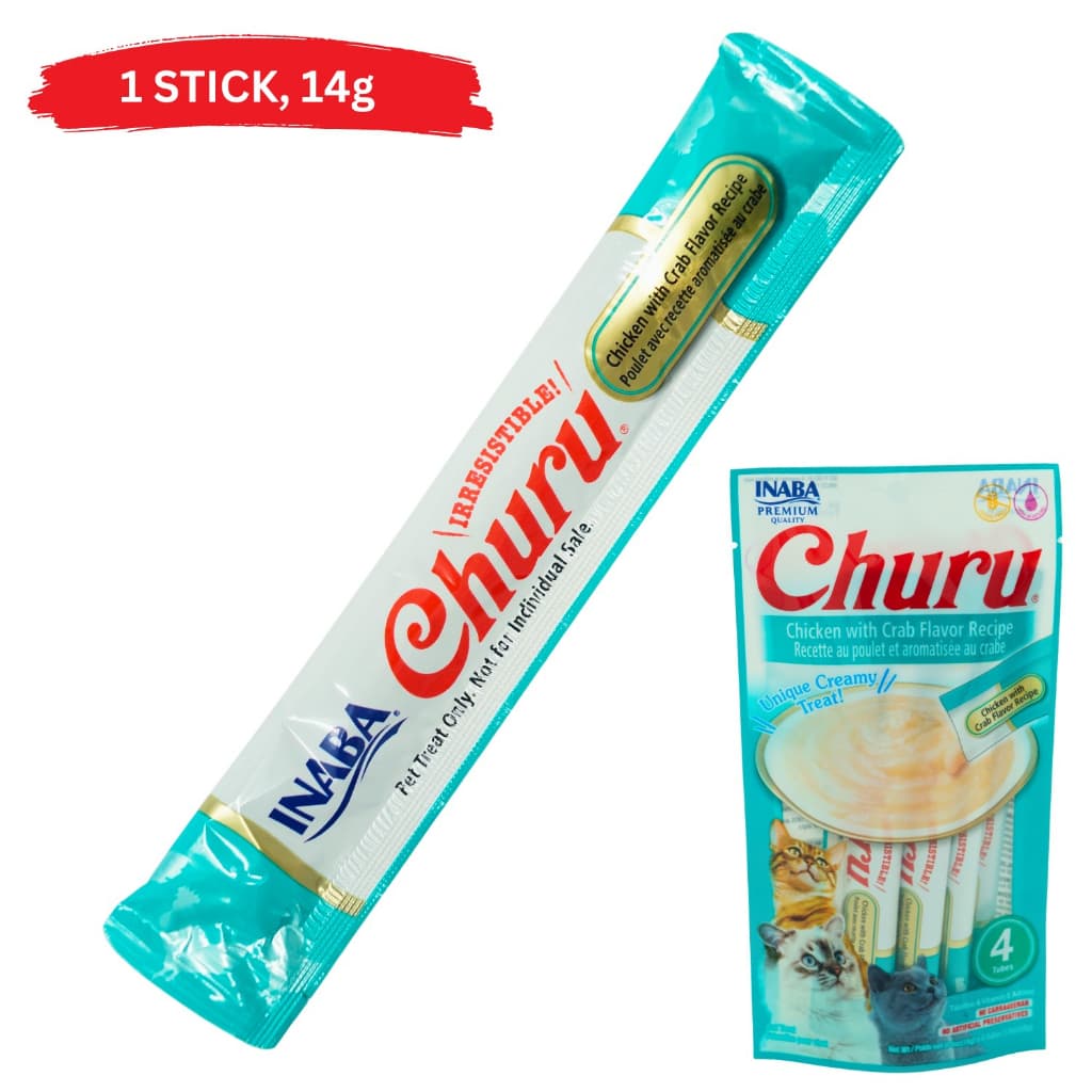 Inaba Ciao Churu Wet Cat Treats (1 stick) Grain-Free Creamy  Apetito - ChixCrab USA609 variant