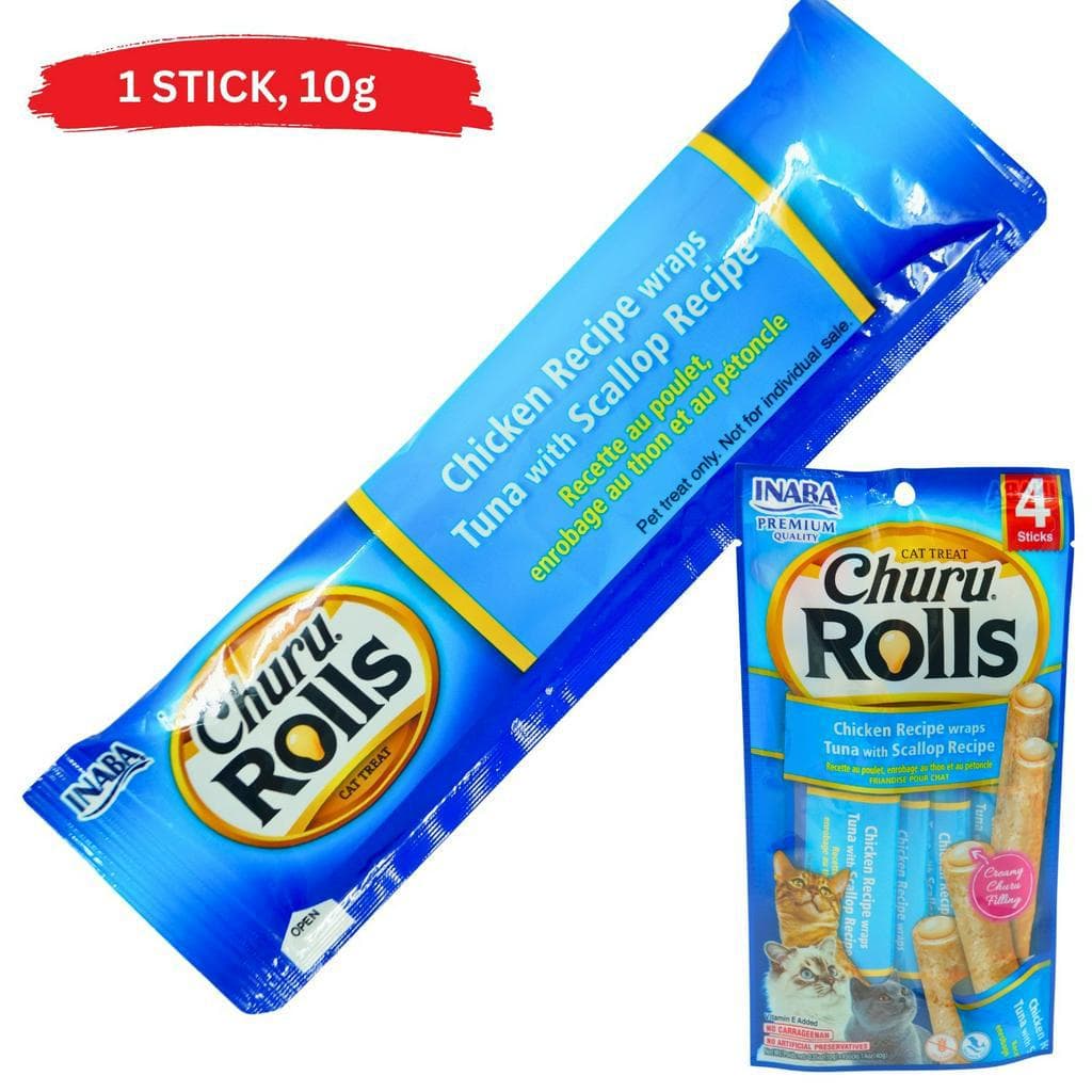Inaba Churu Rolls Stick Cat Treats 1 Stick Ciao Grain-Free - ChxTunaScalop USA732 variant