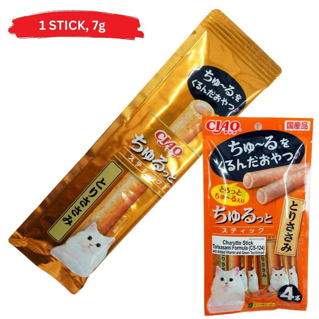 Inaba Churu Rolls Stick Cat Treats 1 Stick Ciao Grain-Free - Torisasami CS-124 variant