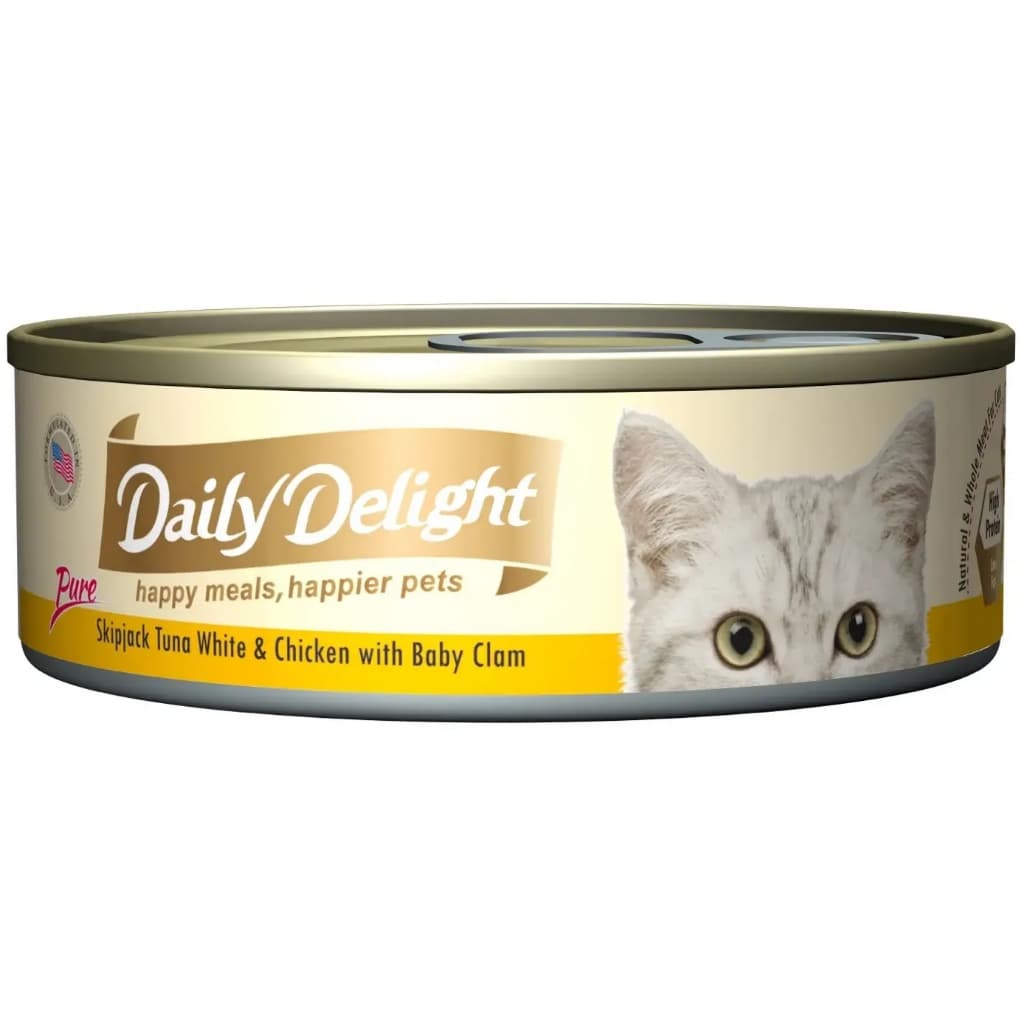 Daily Delight Pure/Jelly/Mousse Wet Cat Food in Can 80g - PURE TunaChickenClam variant
