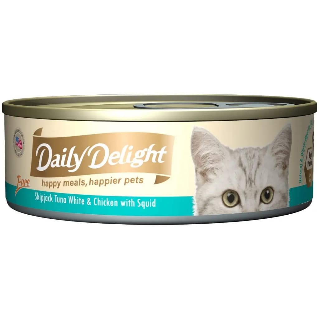 Daily Delight Pure/Jelly/Mousse Wet Cat Food in Can 80g - PURE TunaChixSquid variant