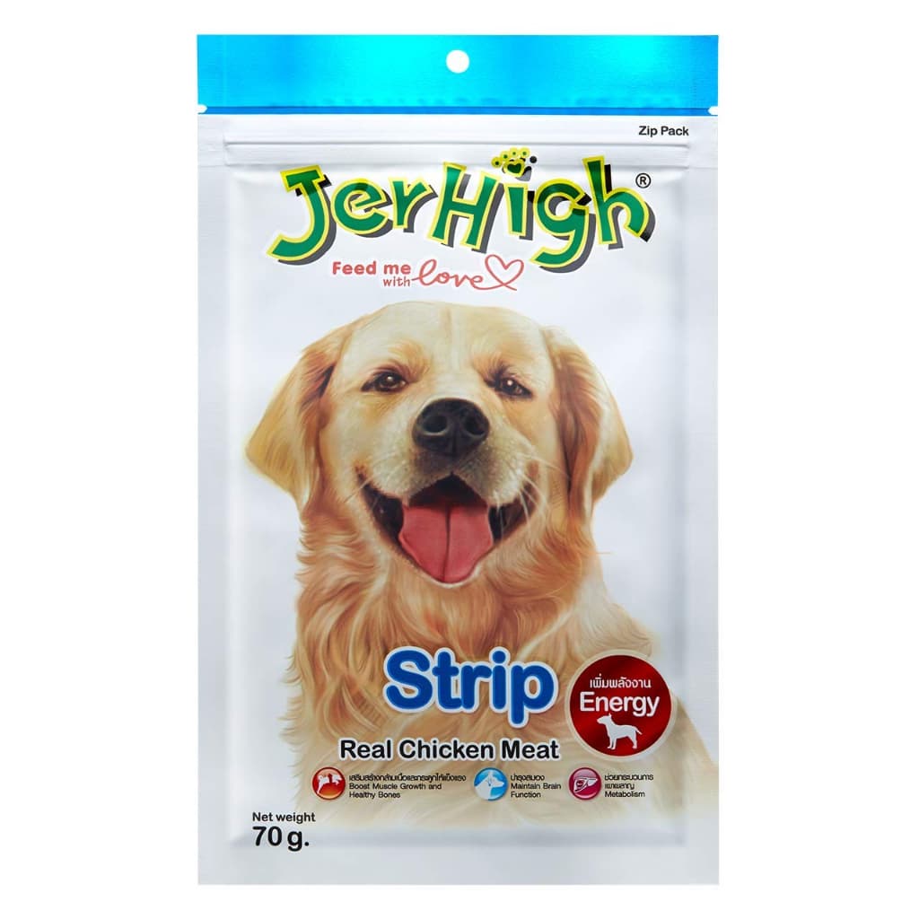 JerHigh Dog Treats for Adult/Puppy 70g, Duo 50g Dog Dental Den-T Stick Night/Morning Time Snack - Strip70g Chicken variant