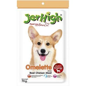 JerHigh Dog Treats for Adult/Puppy 70g, Duo 50g Dog Dental Den-T Stick Night/Morning Time Snack - Stick70g Omelette variant
