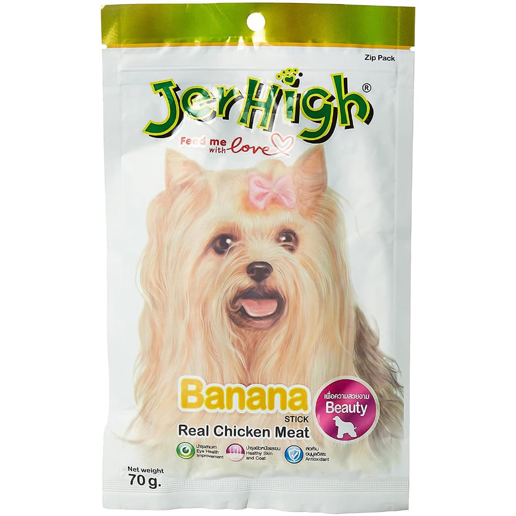 JerHigh Dog Treats for Adult/Puppy 70g, Duo 50g Dog Dental Den-T Stick Night/Morning Time Snack - Stick70g ChknBanana variant