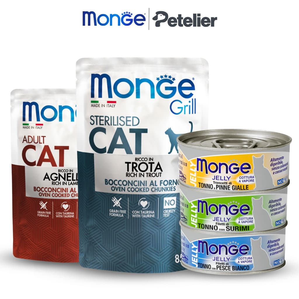 Monge Grill Jelly Wet Cat Food in 80g Can, 85g Pouch for Adult/Kitten/Senior