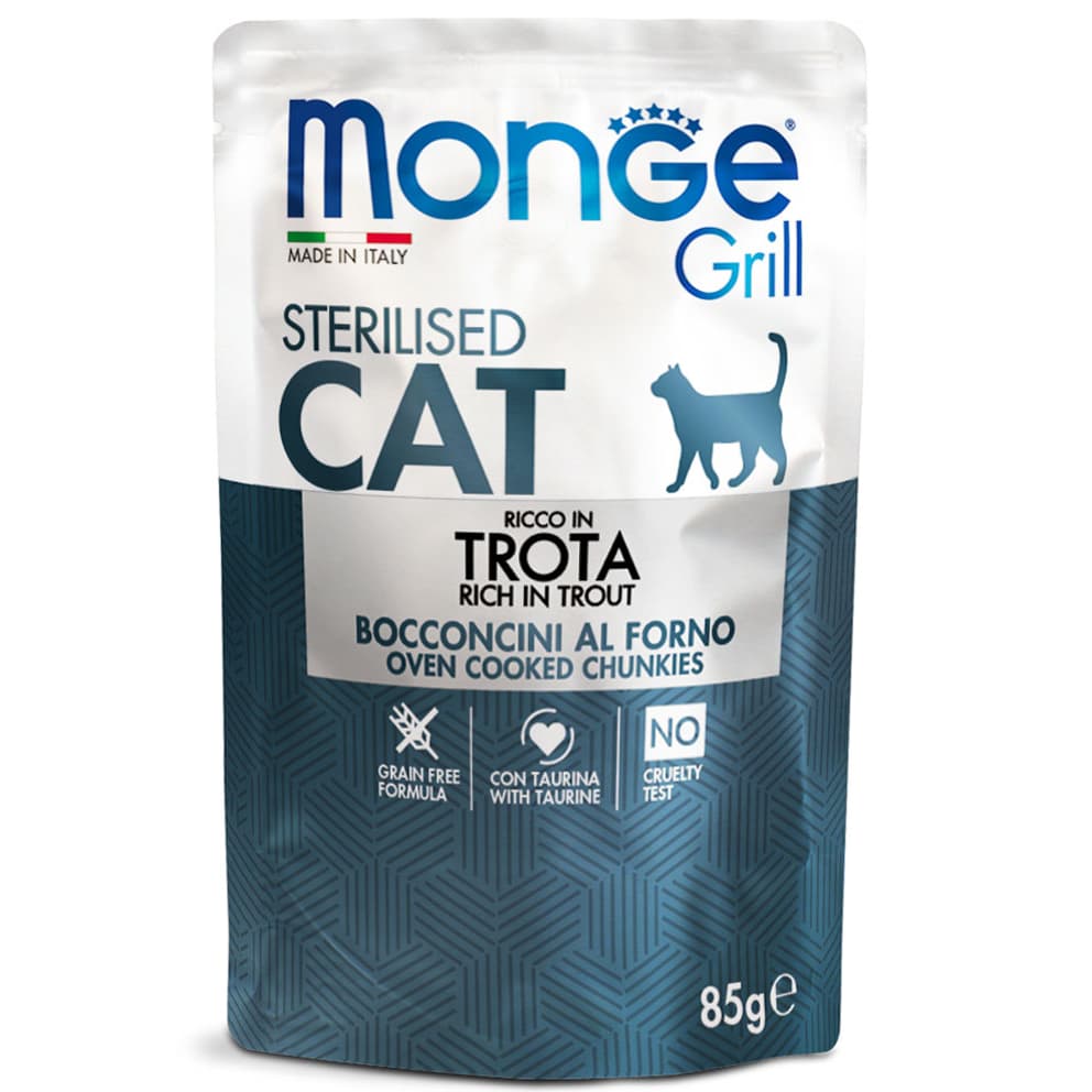 Monge Grill Jelly Wet Cat Food in 80g Can, 85g Pouch for Adult/Kitten/Senior - Pouch Trout variant