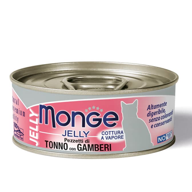 Monge Grill Jelly Wet Cat Food in 80g Can, 85g Pouch for Adult/Kitten/Senior - Can TunaShrimp variant