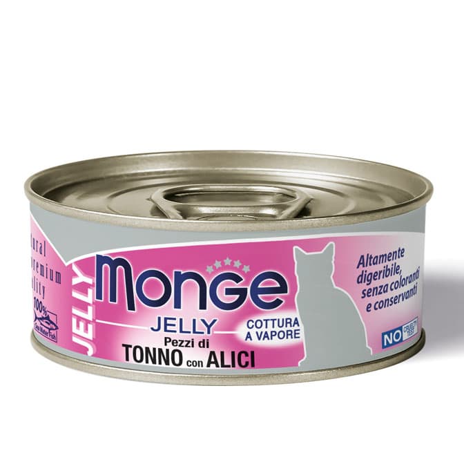 Monge Grill Jelly Wet Cat Food in 80g Can, 85g Pouch for Adult/Kitten/Senior - Can TunaAnchovies variant