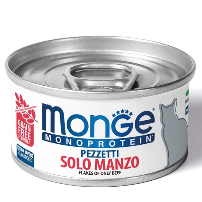 Monge Monoprotein Wet Cat Food 80g Can, 85g Pouch Adult/Kitten/Senior Grain-Free - CanFlakes Beef variant