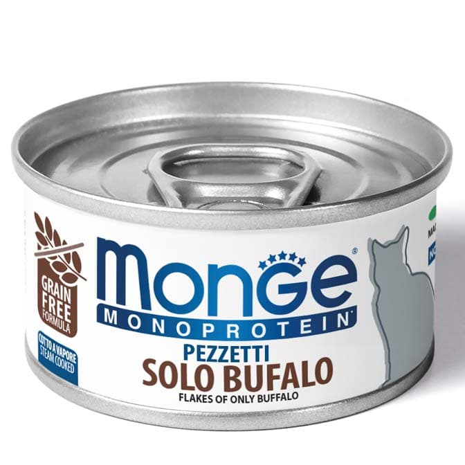 Monge Monoprotein Wet Cat Food 80g Can, 85g Pouch Adult/Kitten/Senior Grain-Free - CanFlakes Buffalo variant