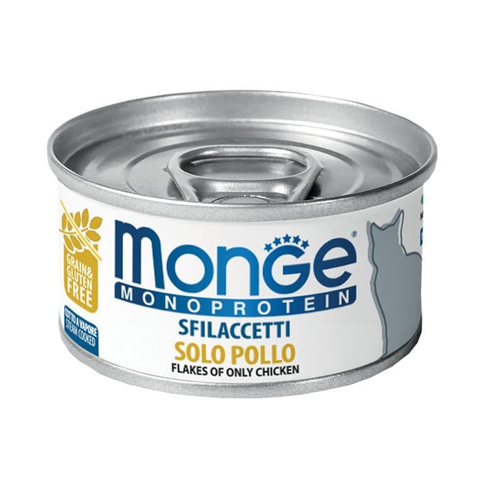Monge Monoprotein Wet Cat Food 80g Can, 85g Pouch Adult/Kitten/Senior Grain-Free - CanFlakes Chicken variant