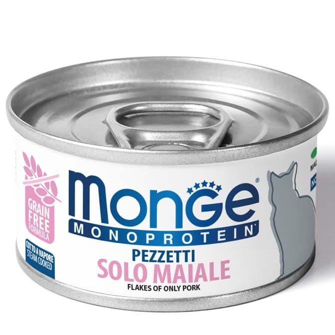 Monge Monoprotein Wet Cat Food 80g Can, 85g Pouch Adult/Kitten/Senior Grain-Free - CanFlakes Pork variant