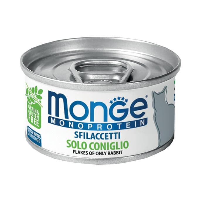 Monge Monoprotein Wet Cat Food 80g Can, 85g Pouch Adult/Kitten/Senior Grain-Free - CanFlakes Rabbit variant