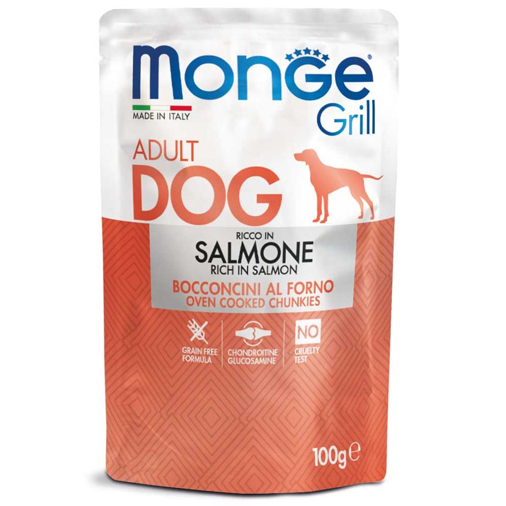 Monge Grill Wet Dog Food 100g for Adult/Puppy Pouch Grain-Free - Salmon variant