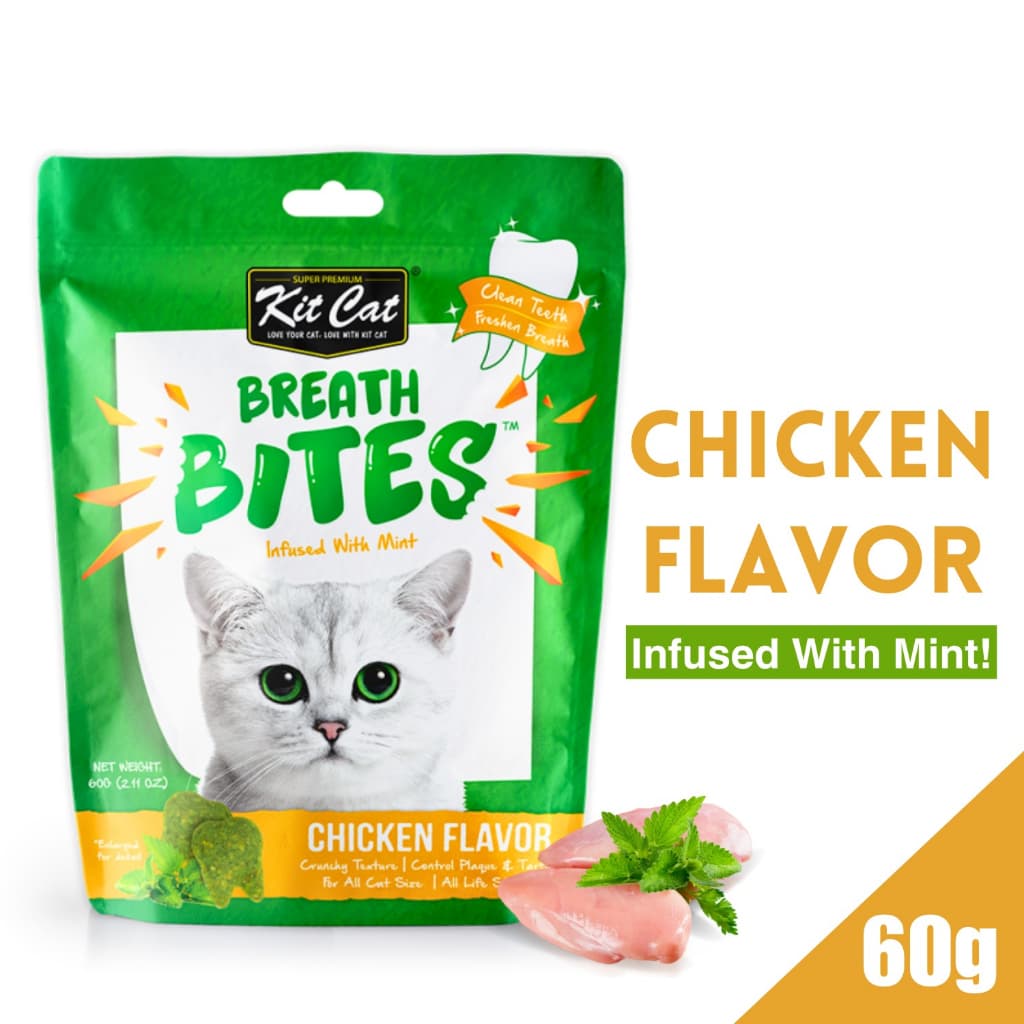 Kit Cat Treats Kitty Crunch/Breath Bites for Adult/Kitten, 60g KitCat Dental Snacks - Breath Chicken variant