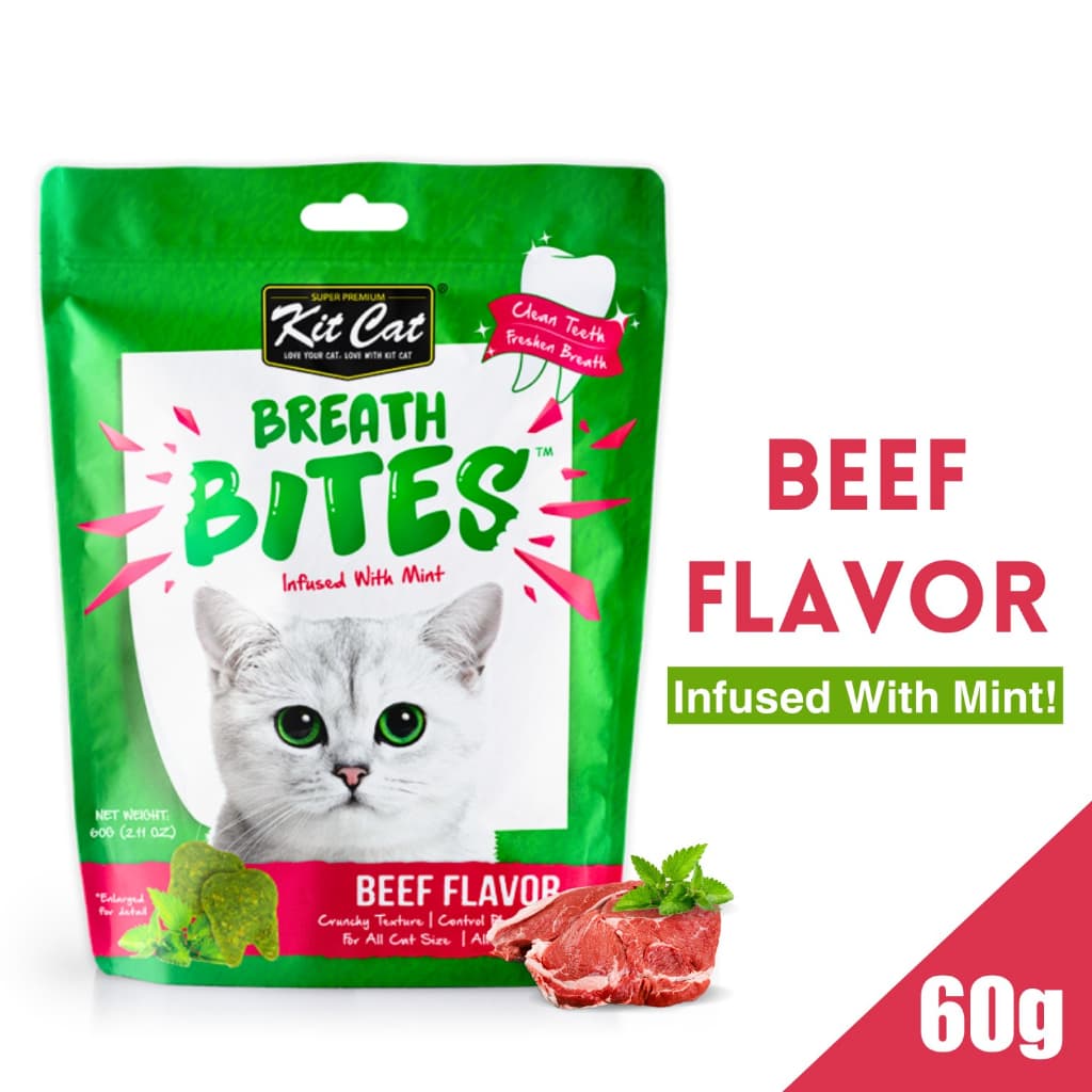 Kit Cat Treats Kitty Crunch/Breath Bites for Adult/Kitten, 60g KitCat Dental Snacks - Breath Beef variant