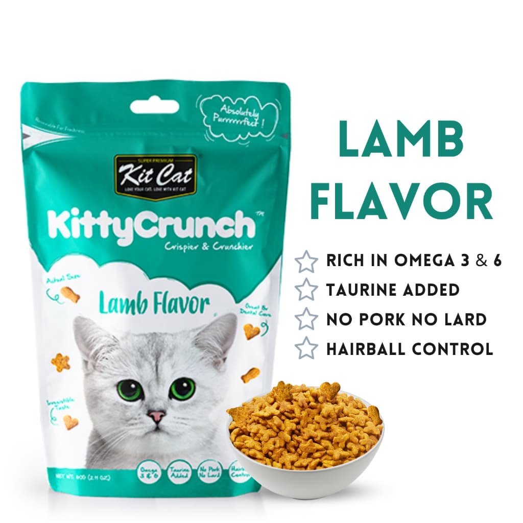 Kit Cat Treats Kitty Crunch/Breath Bites for Adult/Kitten, 60g KitCat Dental Snacks - Crunch Lamb variant