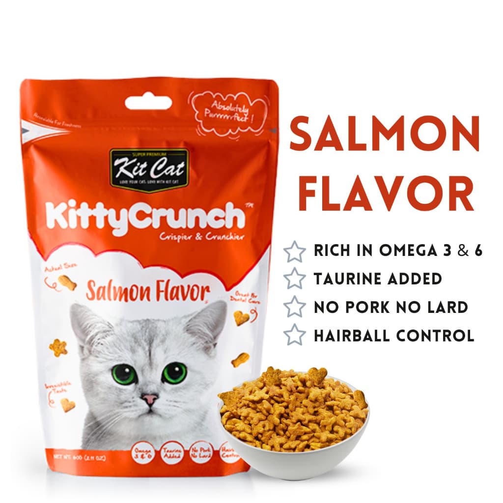 Kit Cat Treats Kitty Crunch/Breath Bites for Adult/Kitten, 60g KitCat Dental Snacks - Crunch Salmon variant