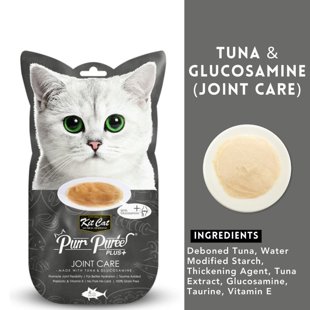 Kit Cat Purr Puree Plus Wet Cat Treats (4x15g) Grain-Free KitCat - Tuna JointCare variant