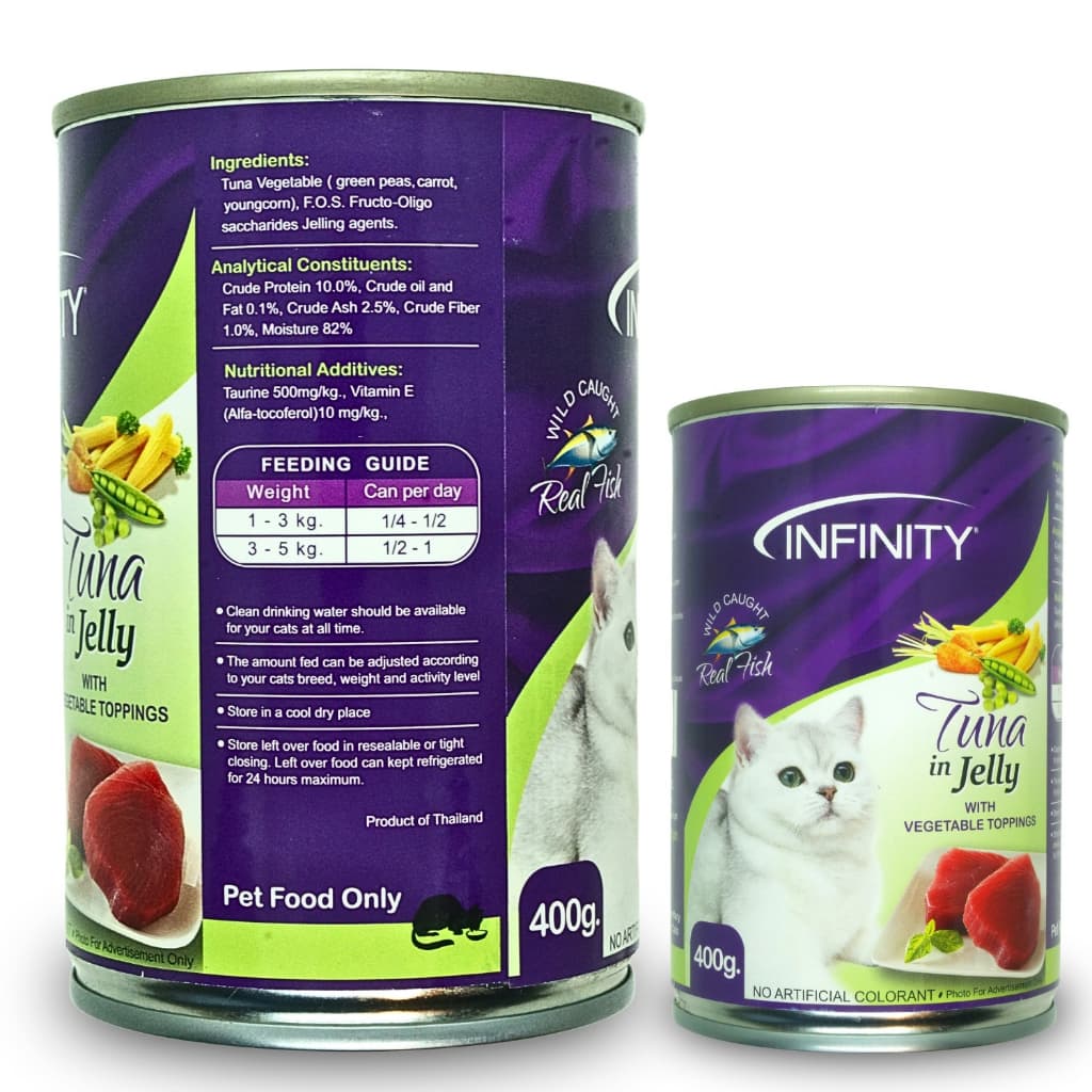 Infinity Cat Pate/Jelly Wet Food in 400g Can for Adult/Kitten - Jelly TunaVeggie variant