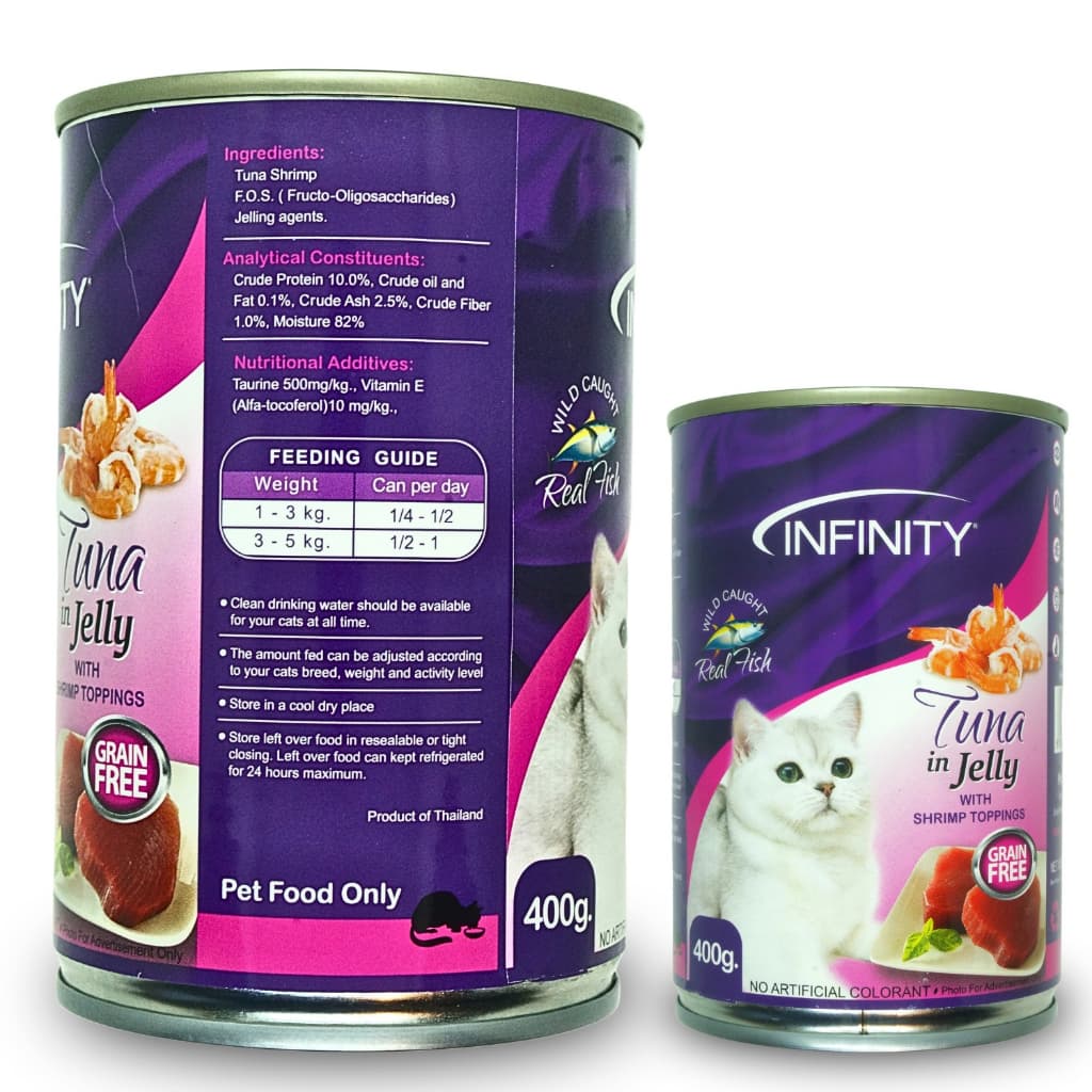 Infinity Cat Pate/Jelly Wet Food in 400g Can for Adult/Kitten - Jelly TunaShrimp variant