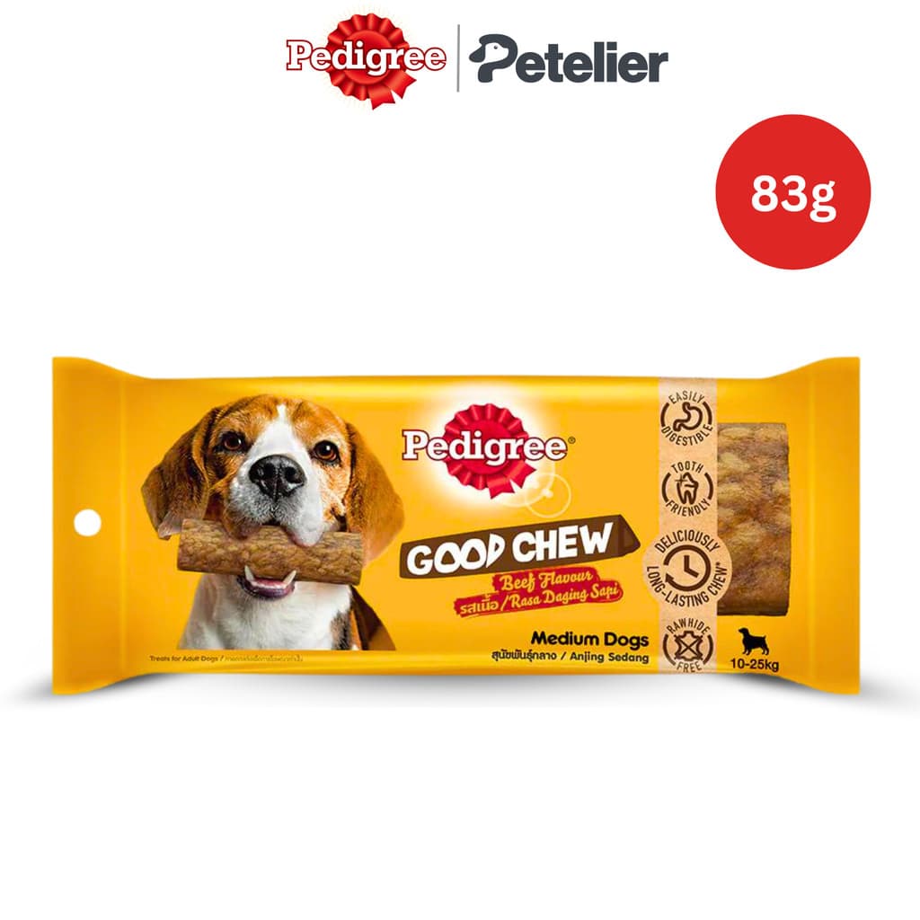 Pedigree Good Chew Dog Treats for Small, Medium and Large Dogs - Medium Dogs 83g, Beef variant