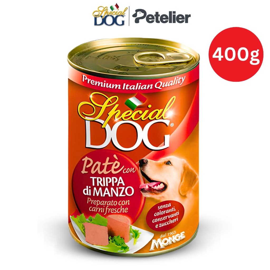 Special Dog Wet Food in 400g Can by Monge for All-Life Stages, Pate, Hypo-Allergenic - Beef Tripe variant