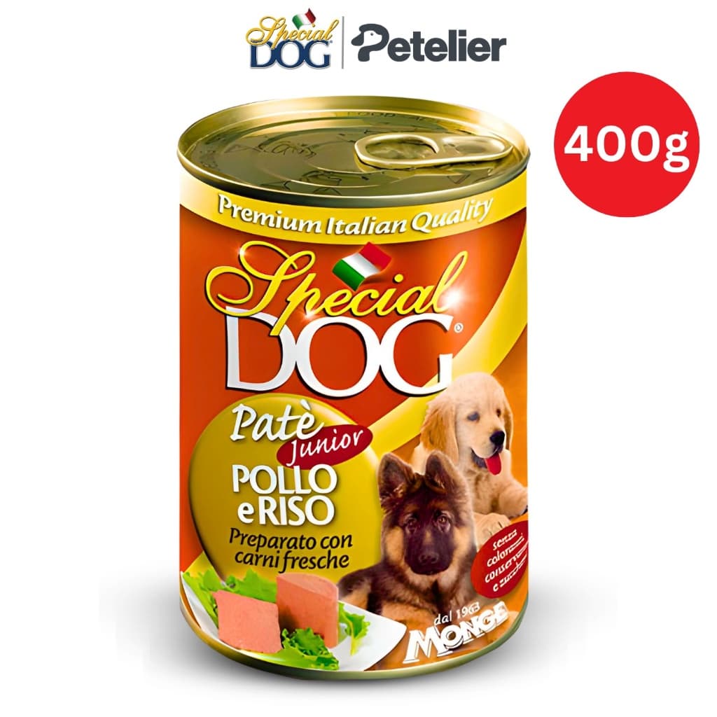 Special Dog Wet Food in 400g Can by Monge for All-Life Stages, Pate, Hypo-Allergenic - Chicken Rice Puppy variant