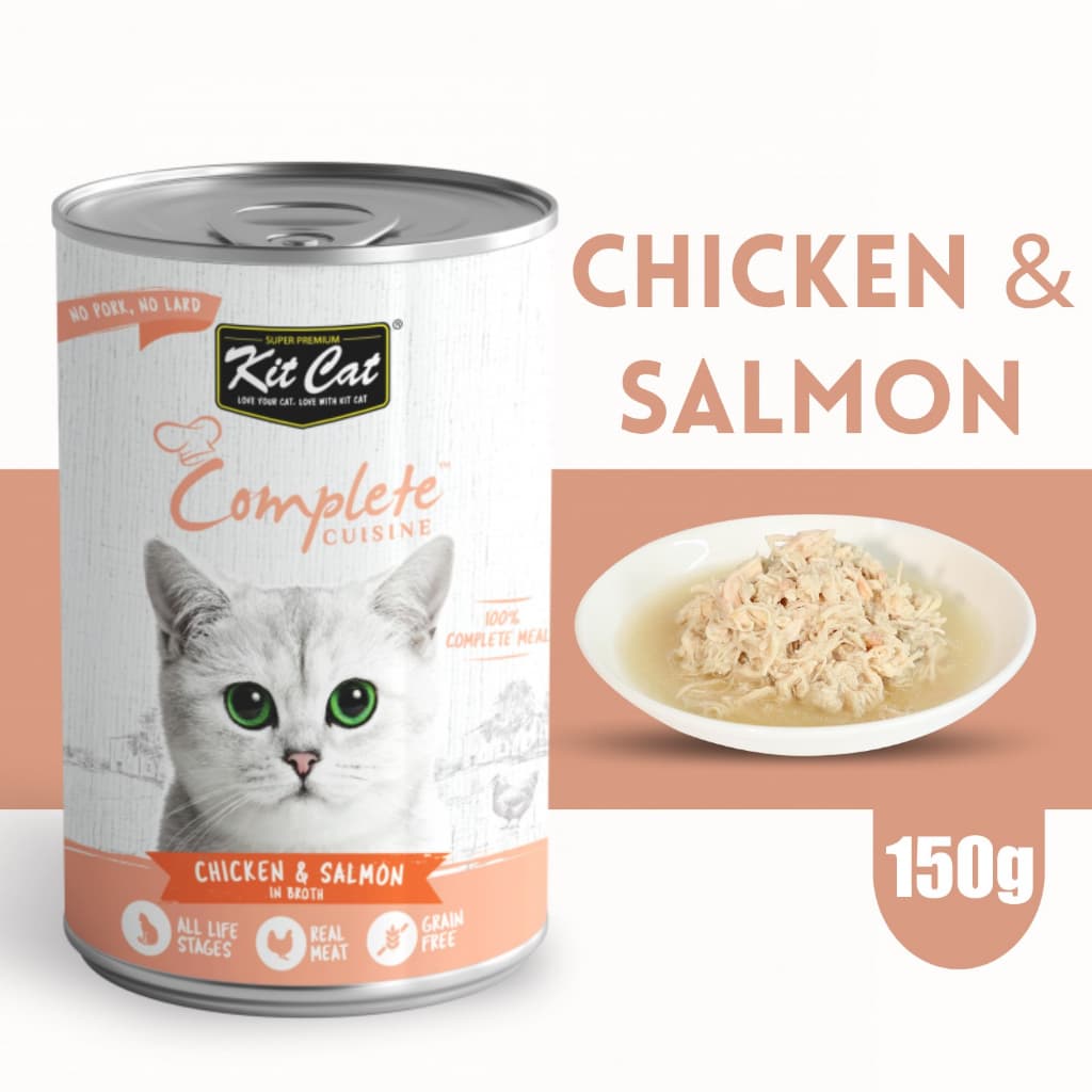 Kit Cat Complete 150g Wet Cat Food in Broth for Fussy Eaters Grain-Free - Chicken Salmon variant