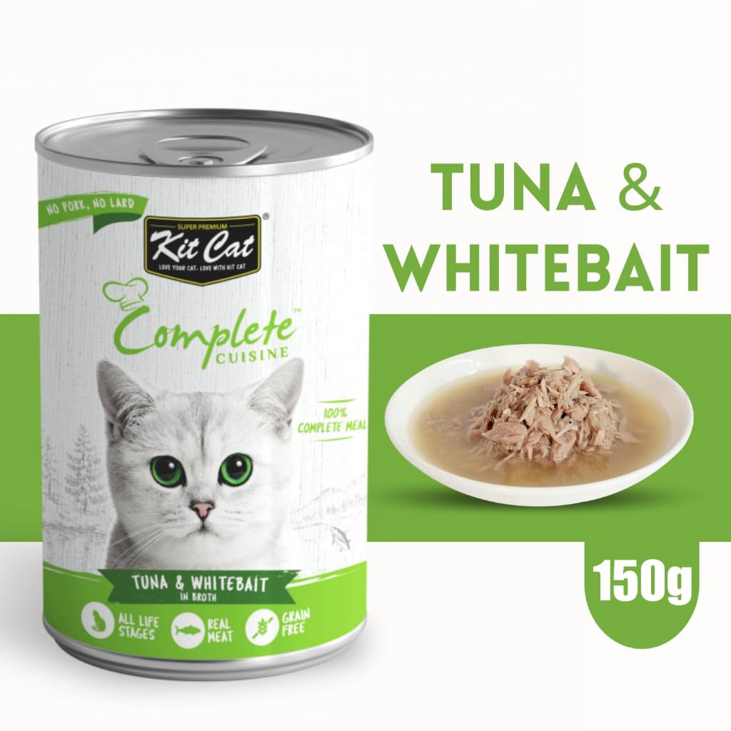Kit Cat Complete 150g Wet Cat Food in Broth for Fussy Eaters Grain-Free - Tuna Whitebait variant