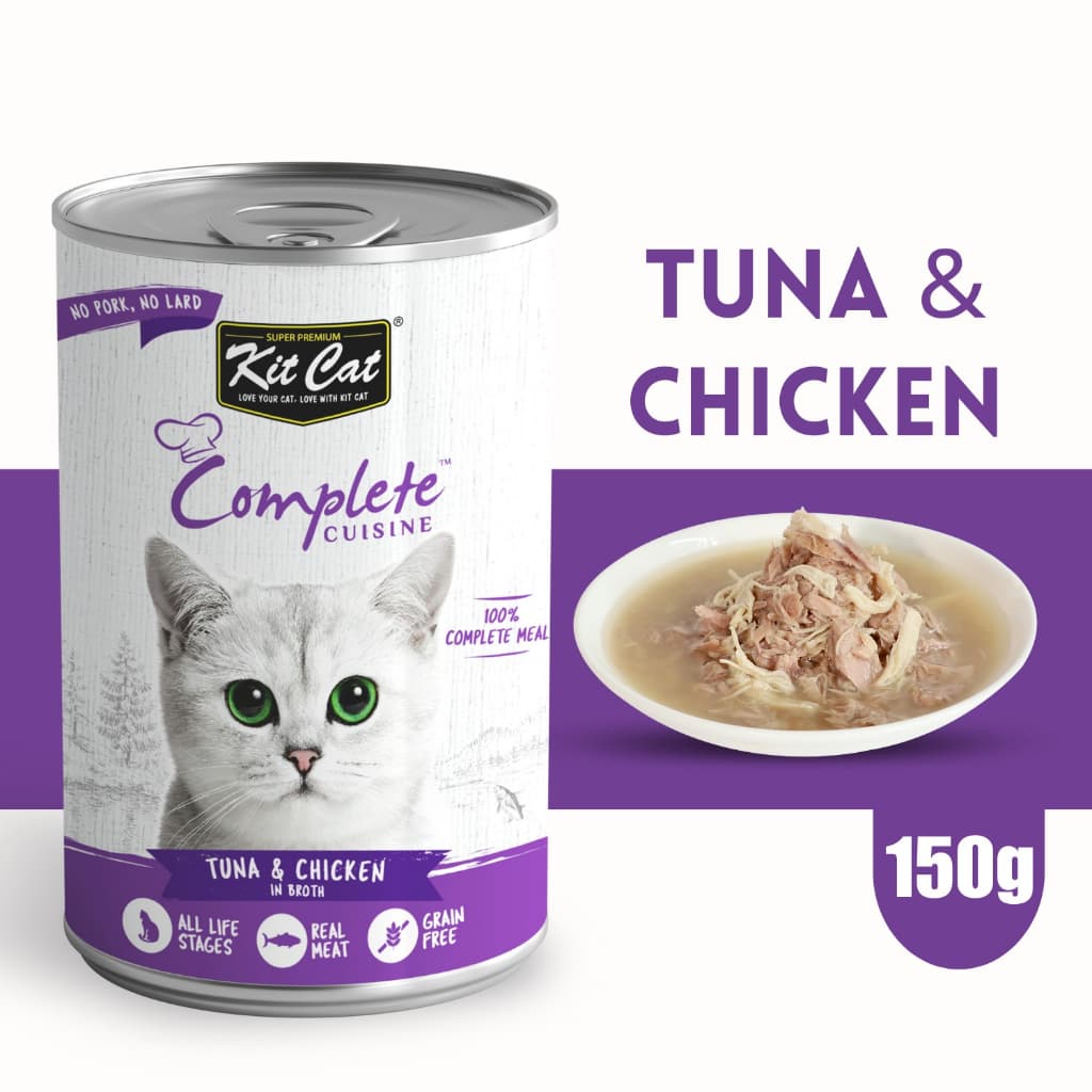 Kit Cat Complete 150g Wet Cat Food in Broth for Fussy Eaters Grain-Free - Tuna Chicken variant