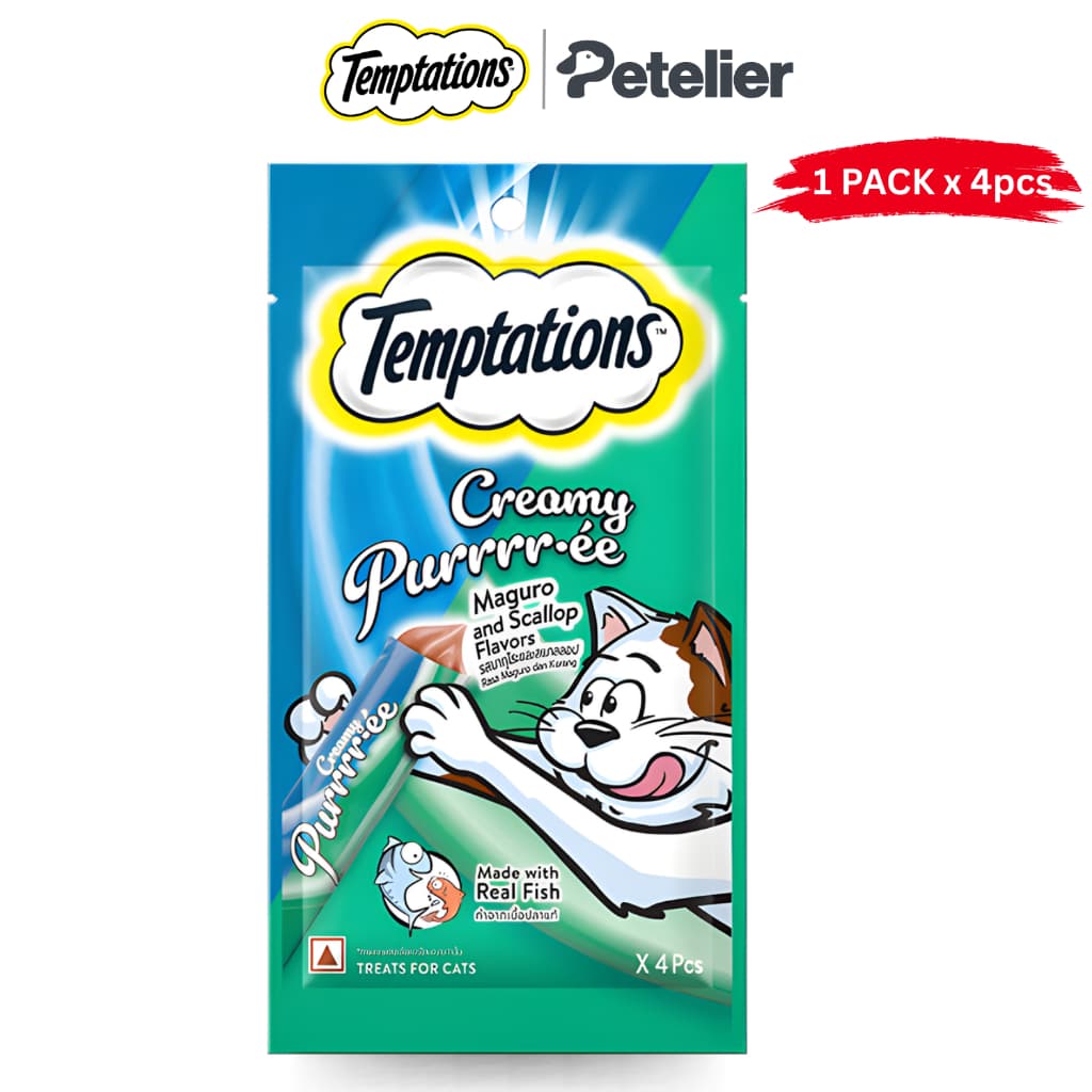 Temptations Creamy Puree Cat Treats Per Pack - Maguro Scallop x4 variant