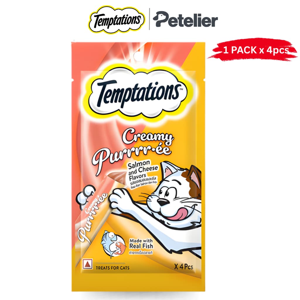 Temptations Creamy Puree Cat Treats Per Pack - SalmonCheese x4 variant