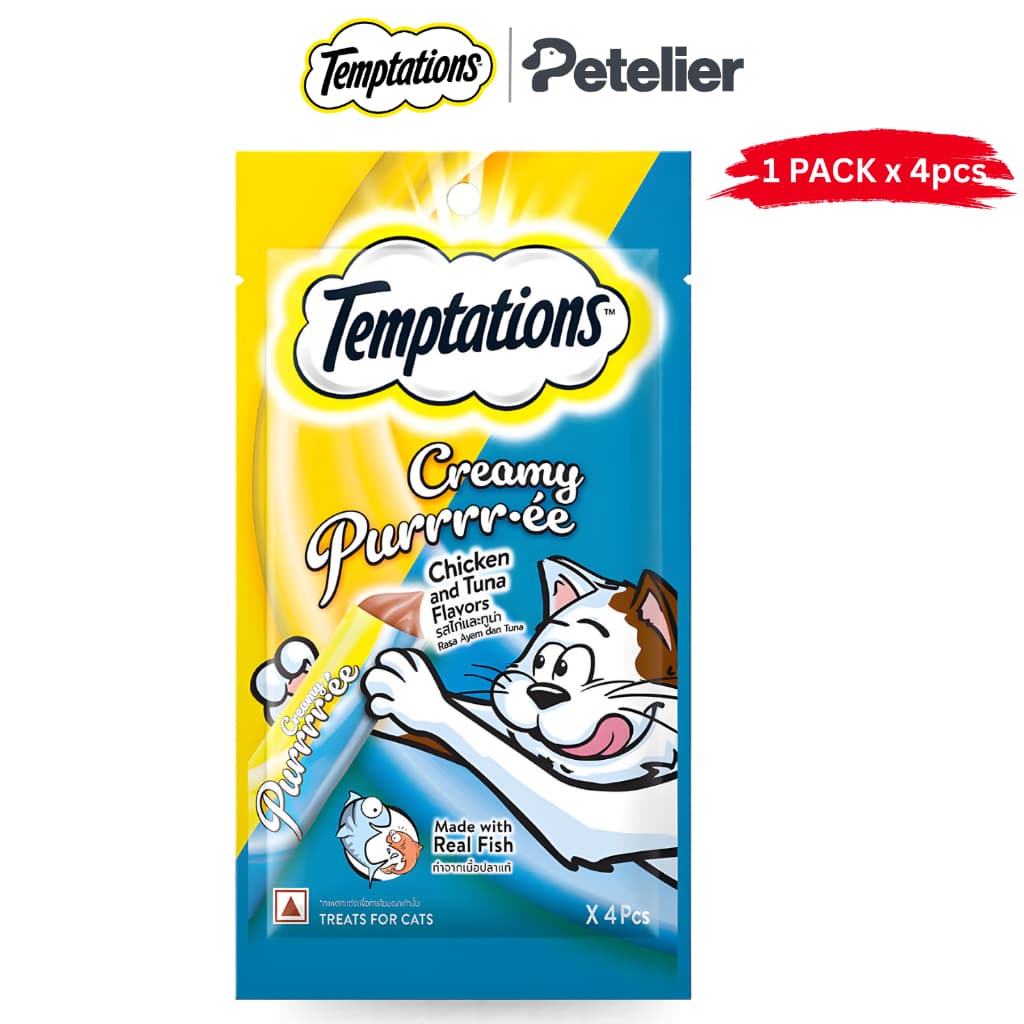 Temptations Creamy Puree Cat Treats Per Pack - Chicken Tuna x4 variant