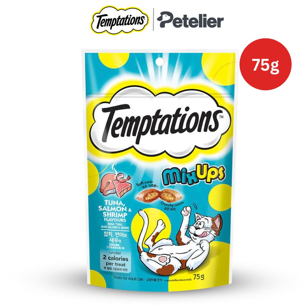 Temptations Soft &amp; Crunchy Cat Treats for Adult 75g - TunaSalmon&amp;Shrimp variant