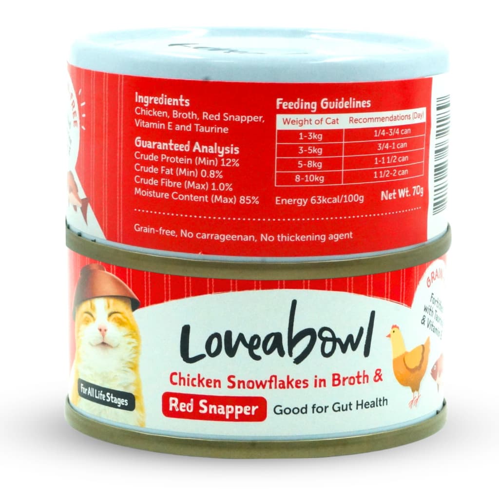 Loveabowl Wet Cat Food, Grain-Free Tuna &amp; Chicken For Fussy Eaters In Broth 70g Can - Chicken Red Snapper variant